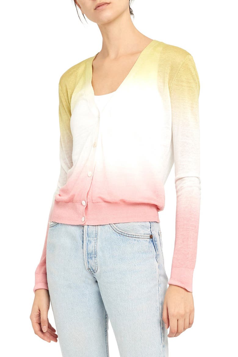 Ombré Cardigan, Main, color, PINK/ GREEN