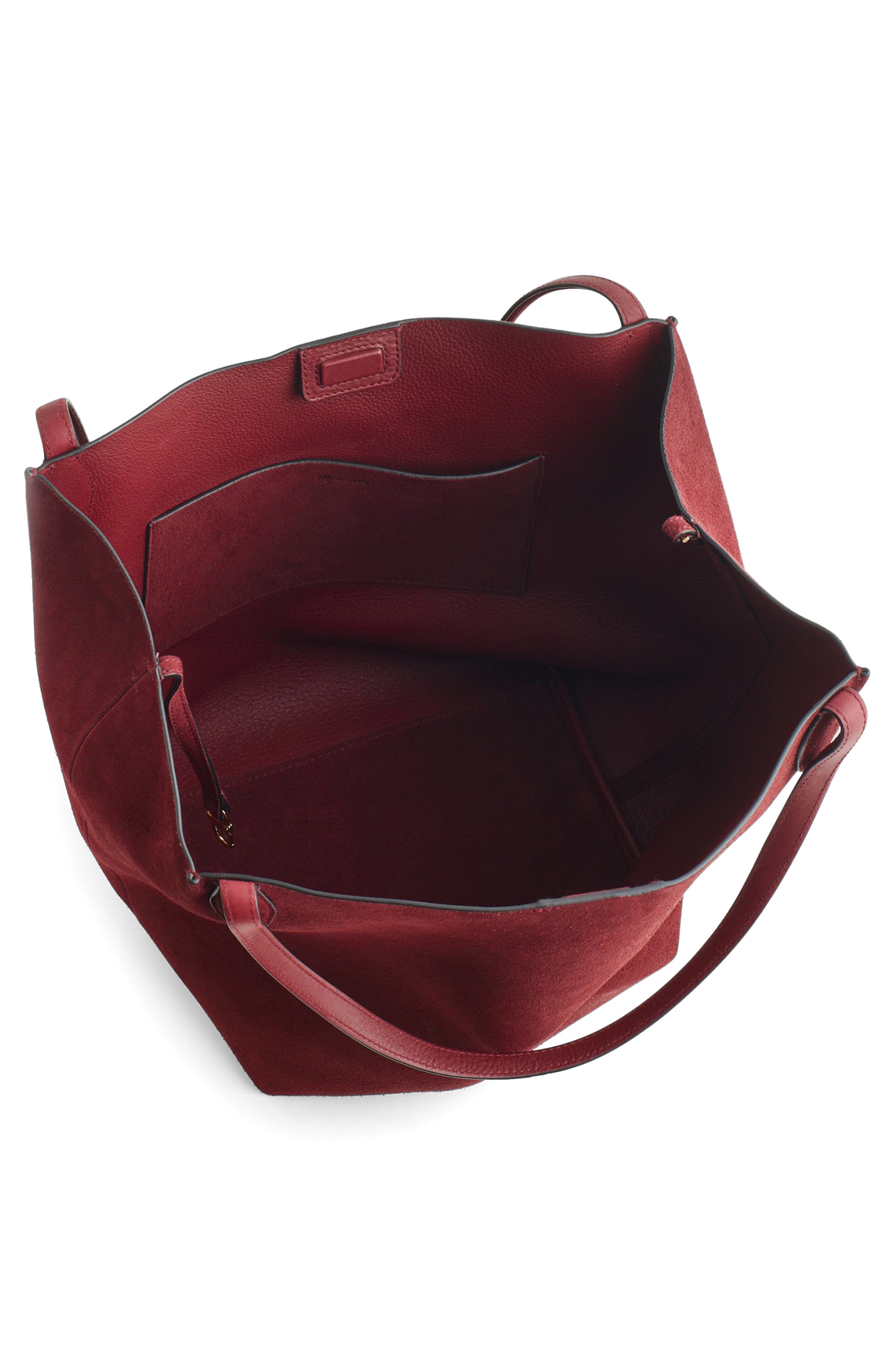 The Shopper Tote in Soft Grain Suede, Alternate, color, SANGRIA