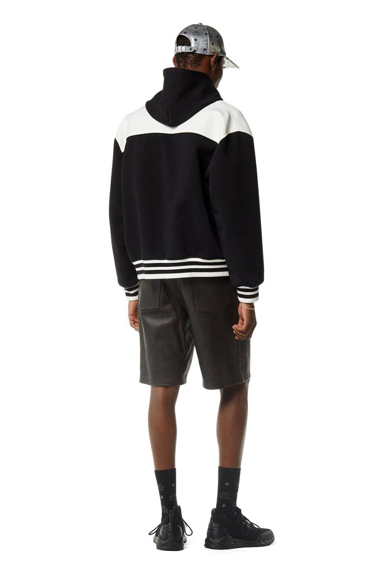 Munchen Ponte Varsity Jacket, Alternate, color, Black and White