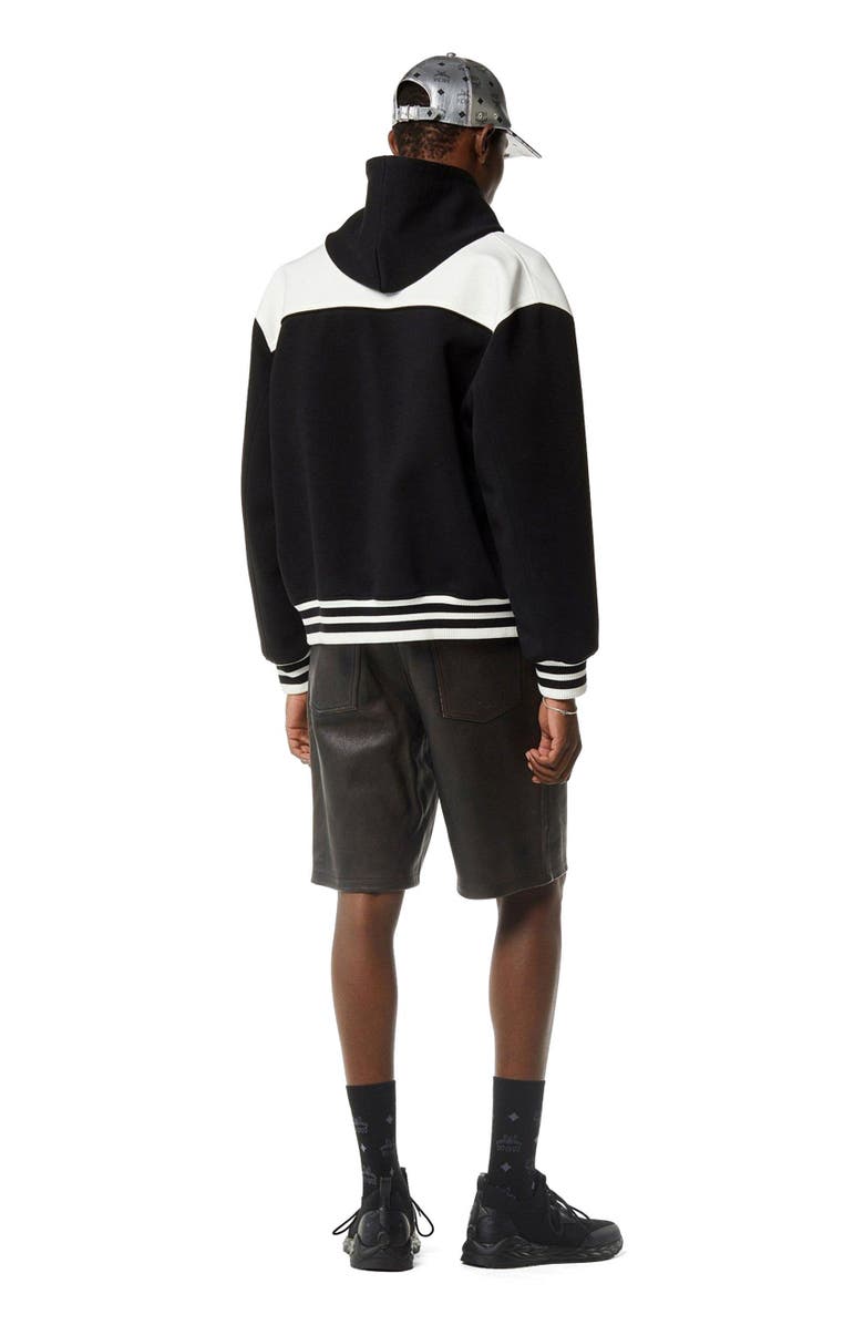 MCM Munchen Ponte Varsity Jacket, Alternate, color, Black And White