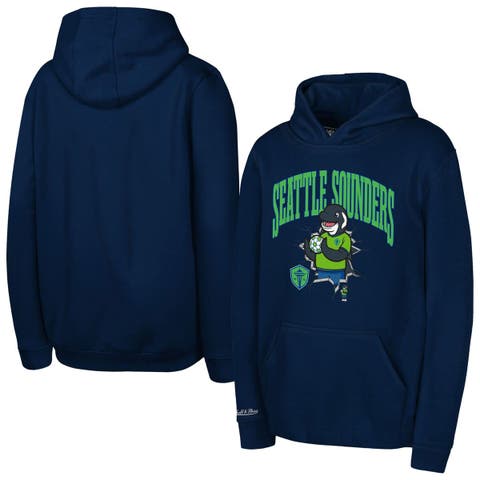 Youth Mitchell & Ness  Navy Seattle Sounders FC Mascot Break Out Pullover Hoodie