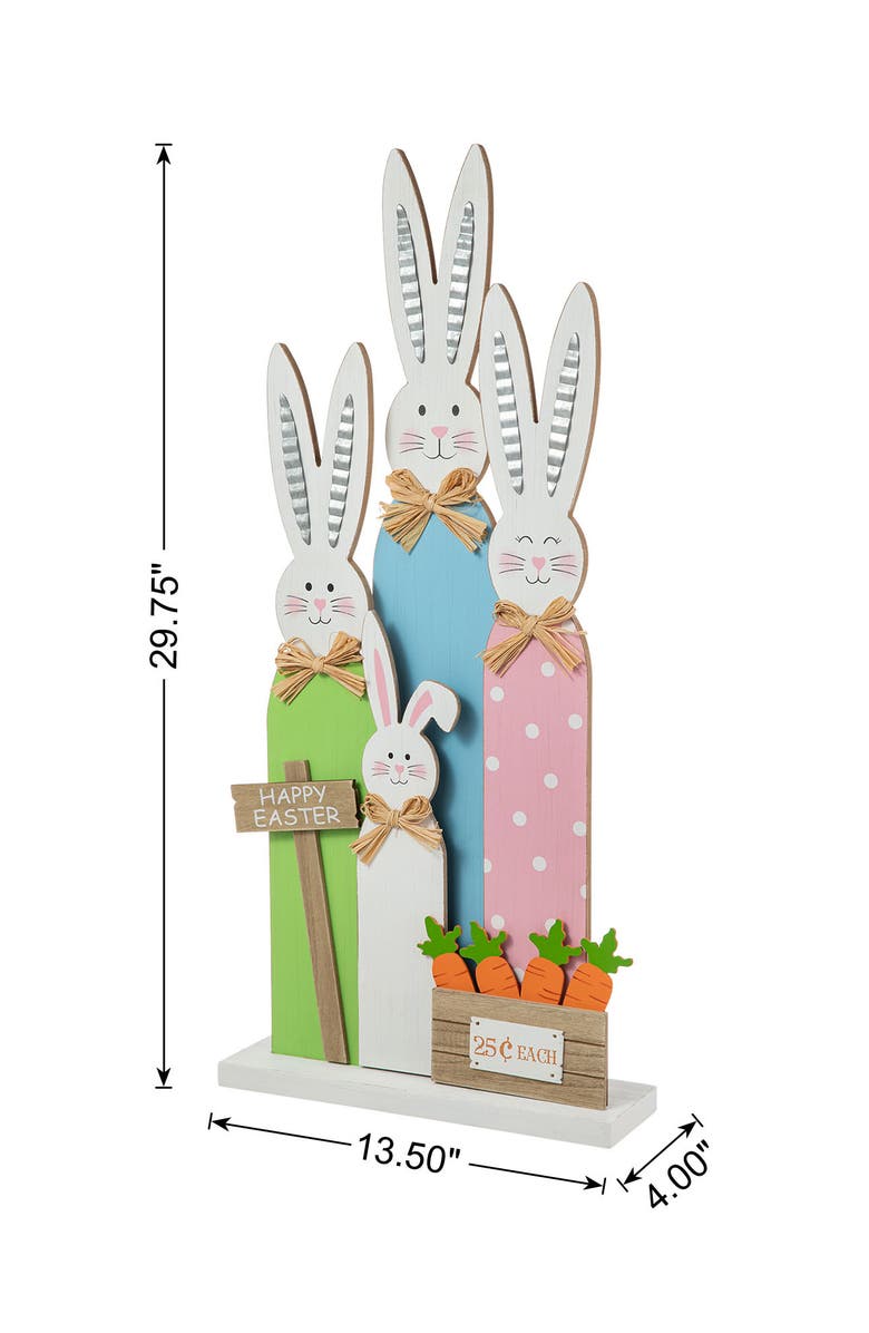 Glitzhome Easter Wooden Bunny Family Porch Decor, Alternate, color, Blue