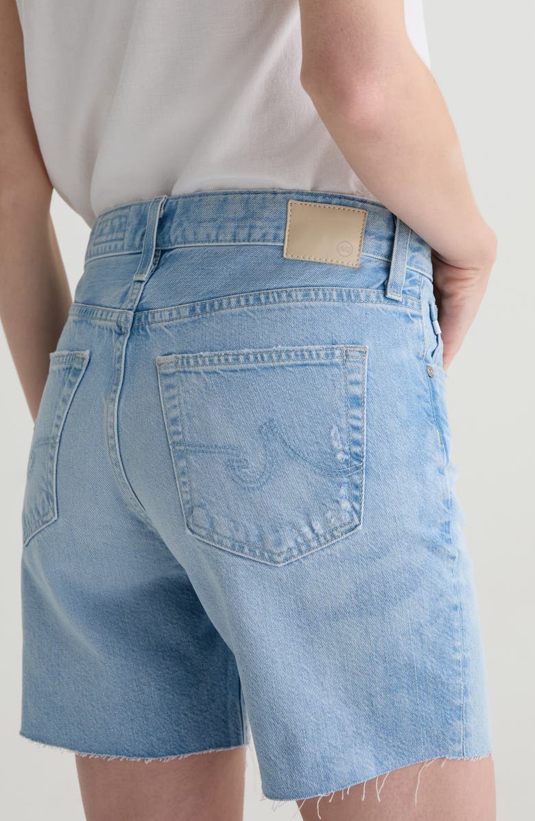 AG Ex-Boyfriend Raw Hem Mid Length Denim Shorts, Alternate, color, Allusion Destructed