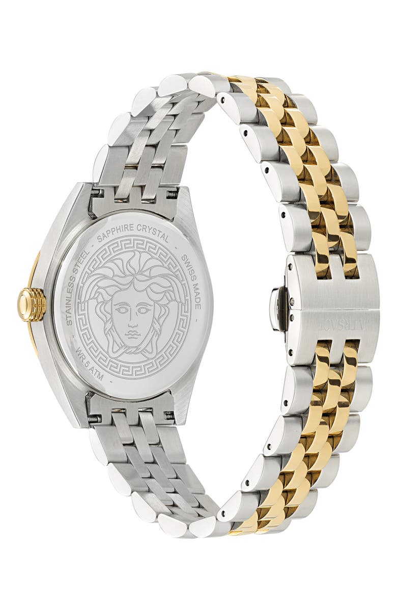 Versace V-Code Two-Tone Bracelet Watch, 36mm, Alternate, color, Two Tone
