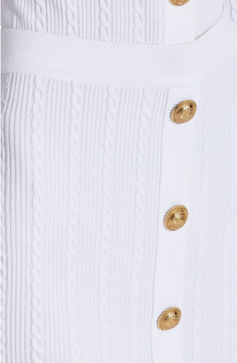 Balmain Cable-Knit Midi Skirt, Alternate, color, White