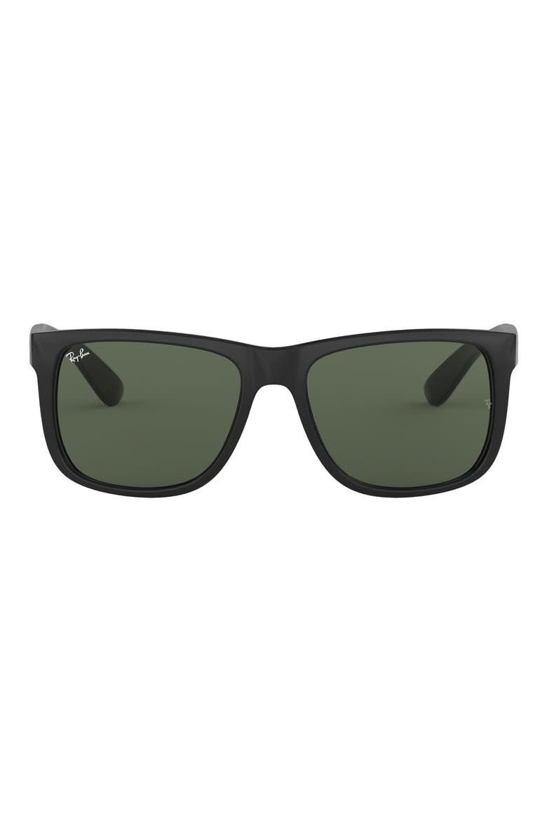 Justin 54mm Rectangular Sunglasses, Main, color, BLACK/ GREEN