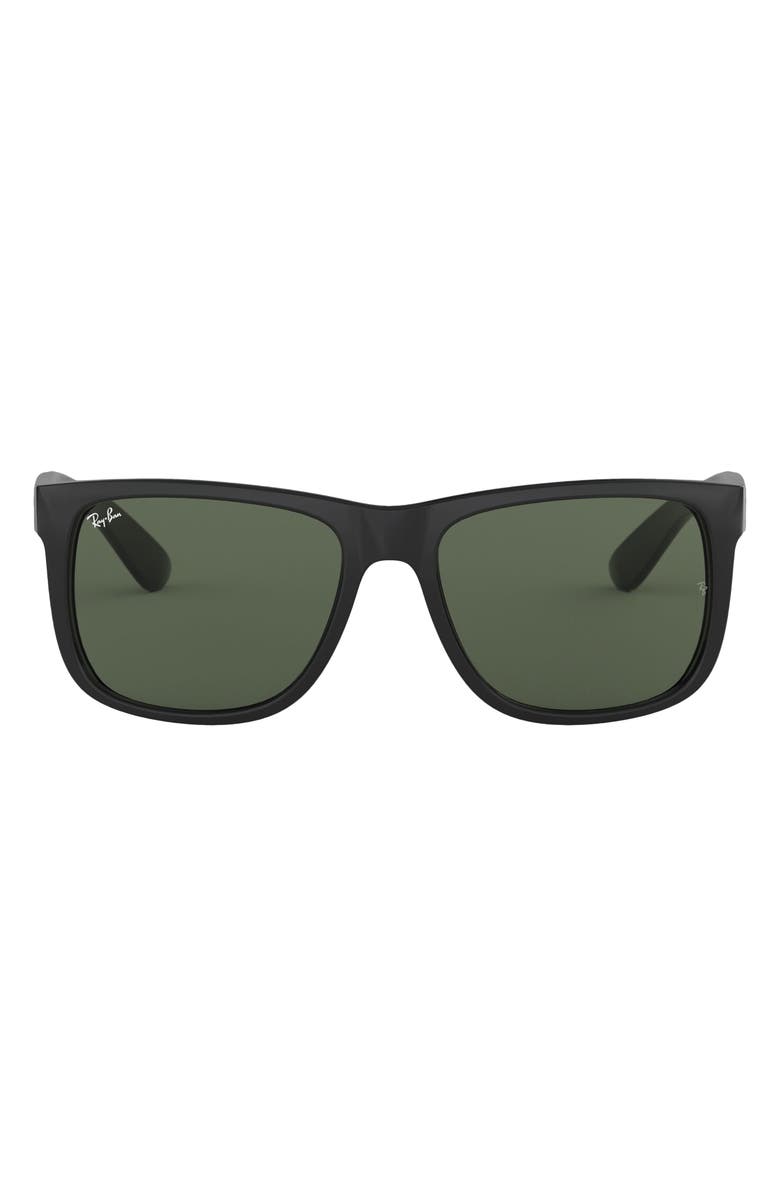 Ray-Ban Justin 54mm Rectangular Sunglasses, Main, color, Black/ Green