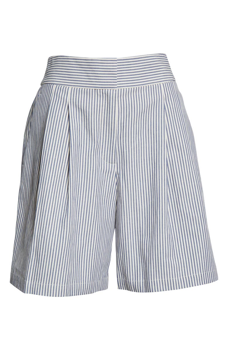 Lafayette 148 New York Leroy Stripe Cotton Blend Shorts, Alternate, color, Navy Multi