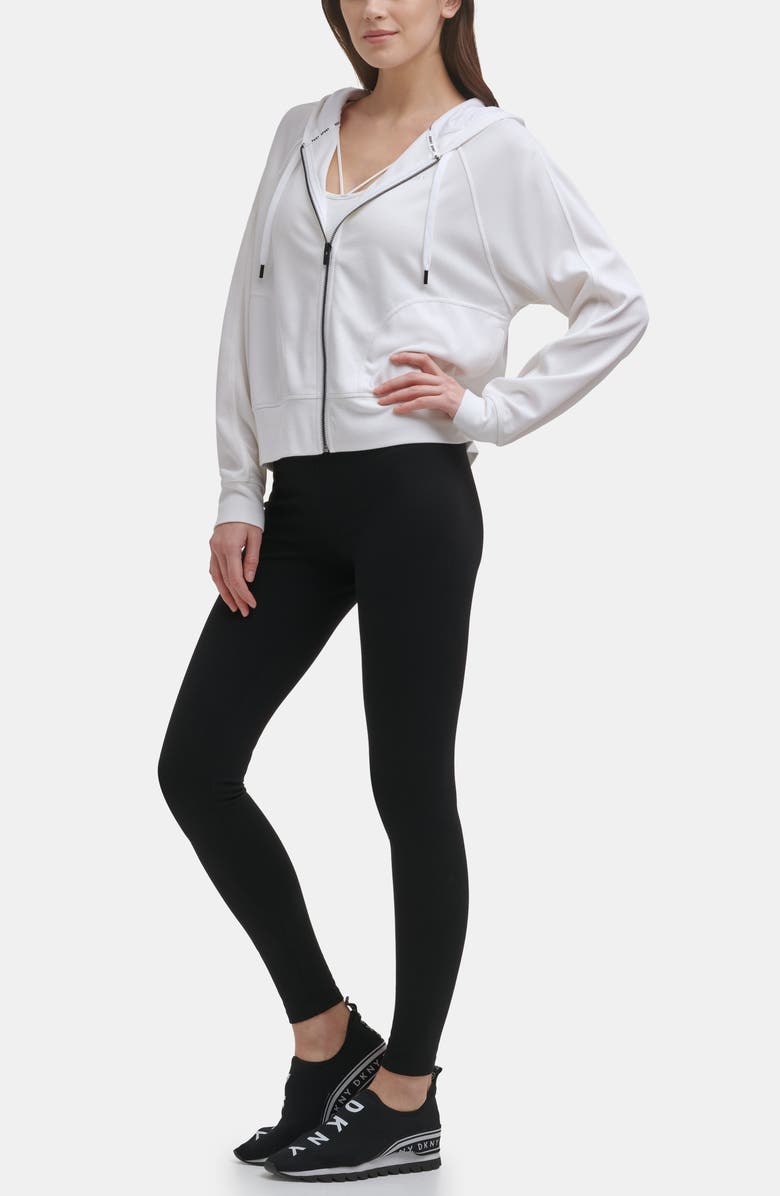 DKNY SPORT Waffle Knit Tech Zip Hoodie, Alternate, color, 