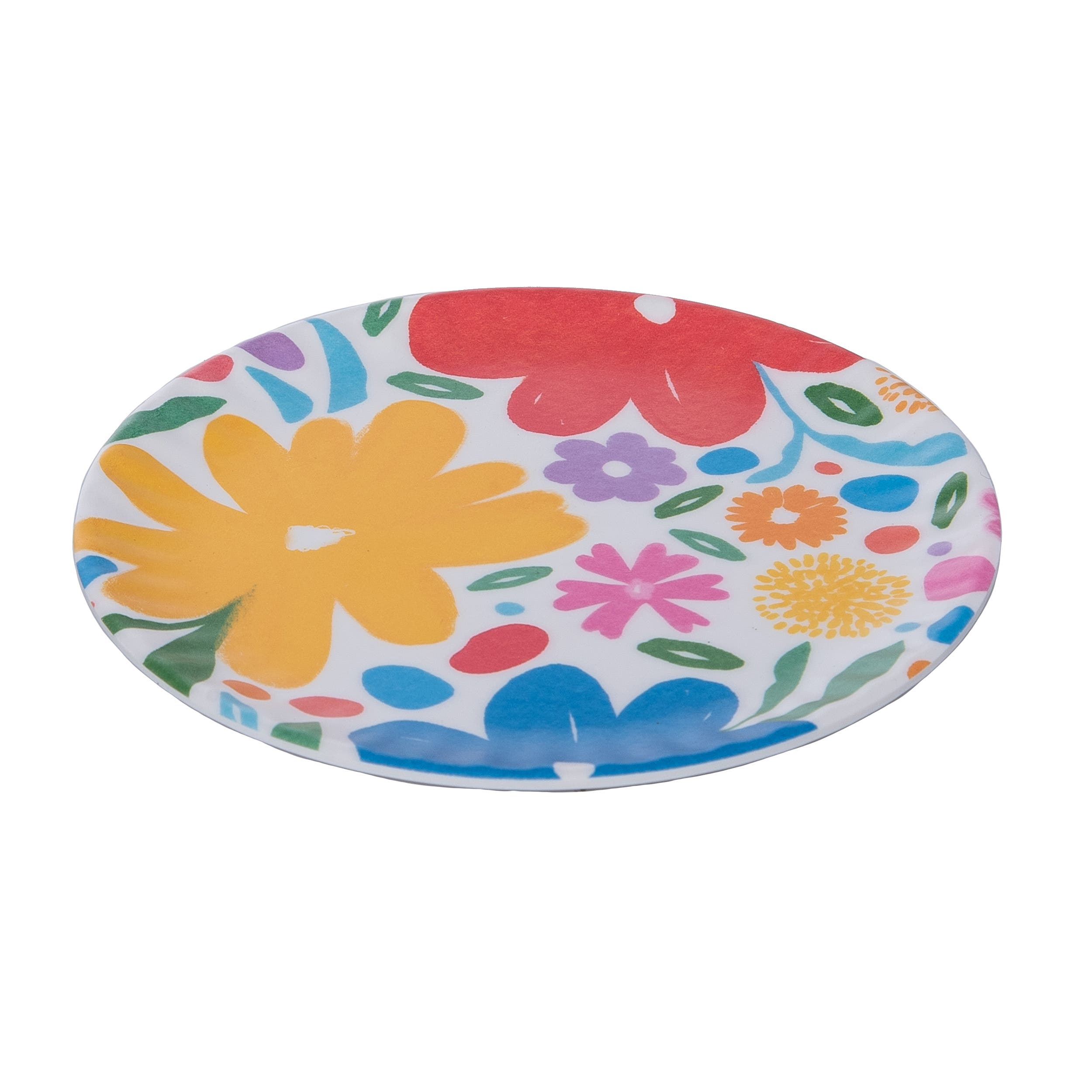 Transpac Melamine Jumbo Floral Appetizer Plates Set of 4 Tabletop Plate ...