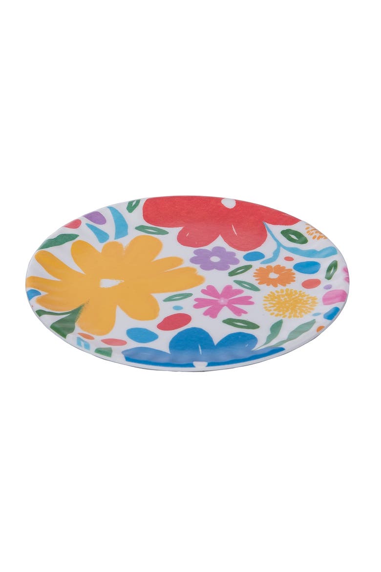 Melamine Jumbo Floral Appetizer Plates Set of 4 Tabletop Plate Multicolored for Spring Serving and Entertaining, Alternate, color, Multicolored
