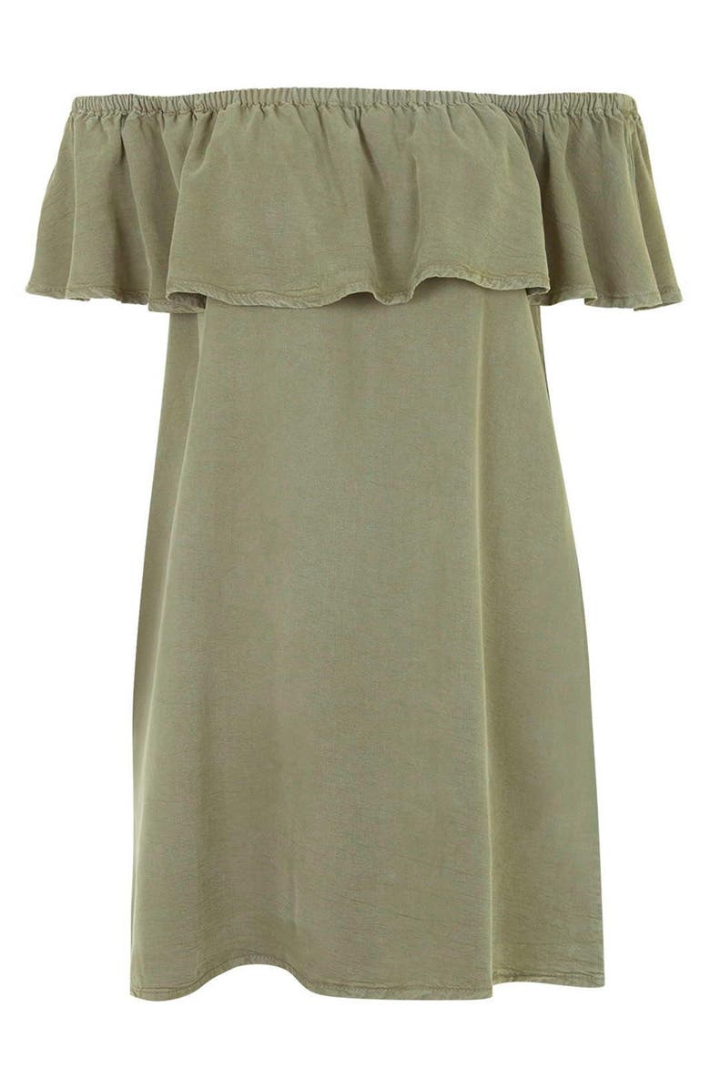 Topshop Ruffled Off the Shoulder Dress, Alternate, color,