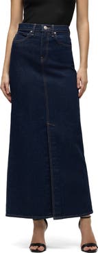 Hudson Jeans Reconstructed Stretch Cotton Denim Maxi Skirt