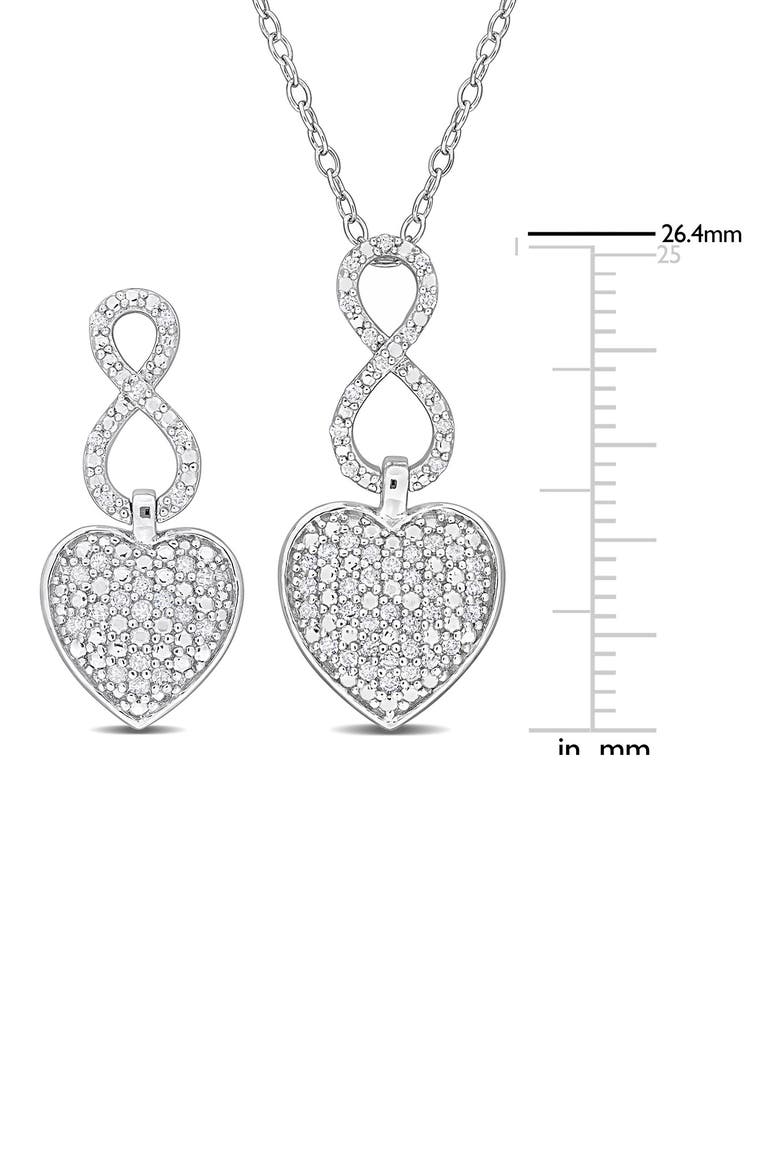 Pavé Heart Pendant Necklace & Drop Earrings - 0.5ct., Alternate, color, WHITE