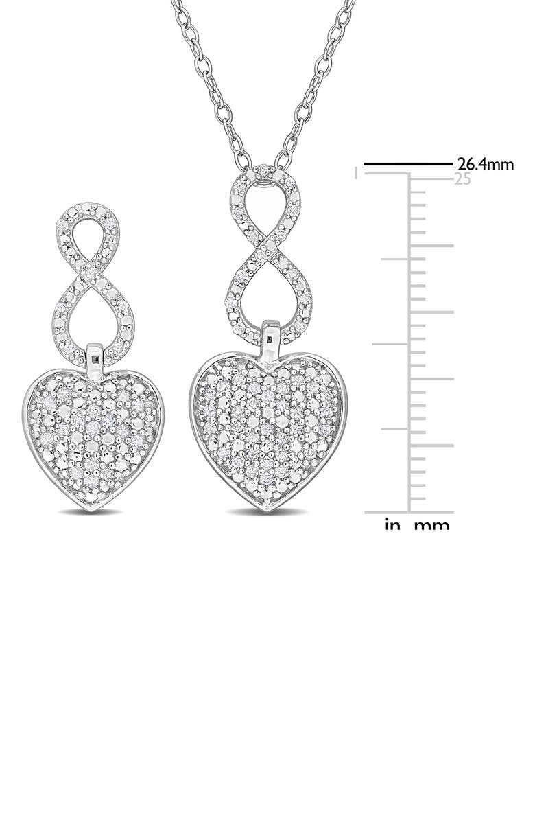 DELMAR Pavé Heart Pendant Necklace & Drop Earrings - 0.5ct., Alternate, color, White
