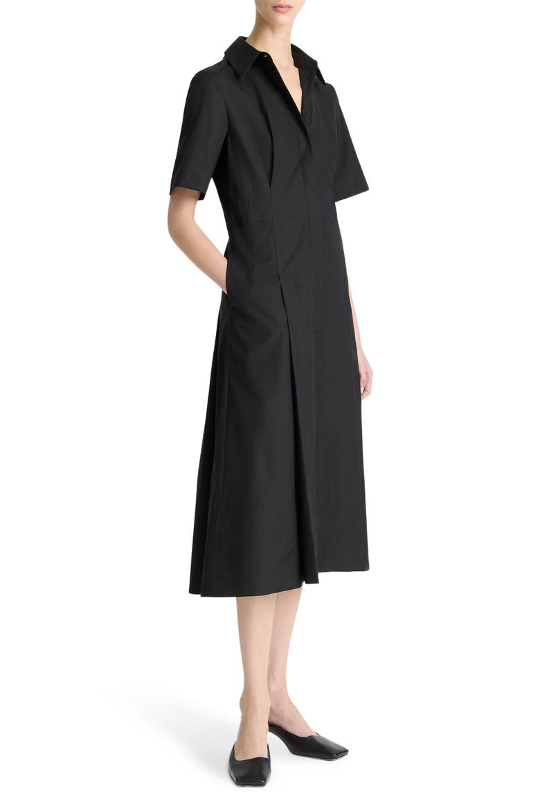 Short Sleeve Cotton Shirtdress, Alternate, color, BLACK