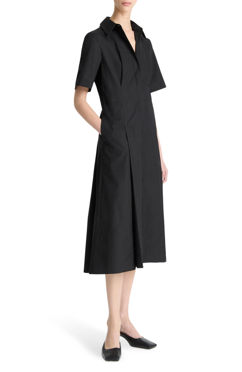Vince Short Sleeve Cotton Shirtdress, Alternate, color, Black