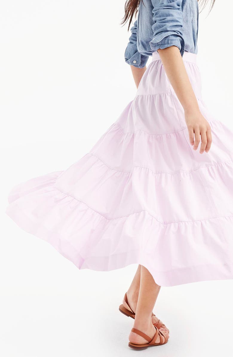 J.Crew French Creek Tired Cotton Poplin Midi, Alternate, color,