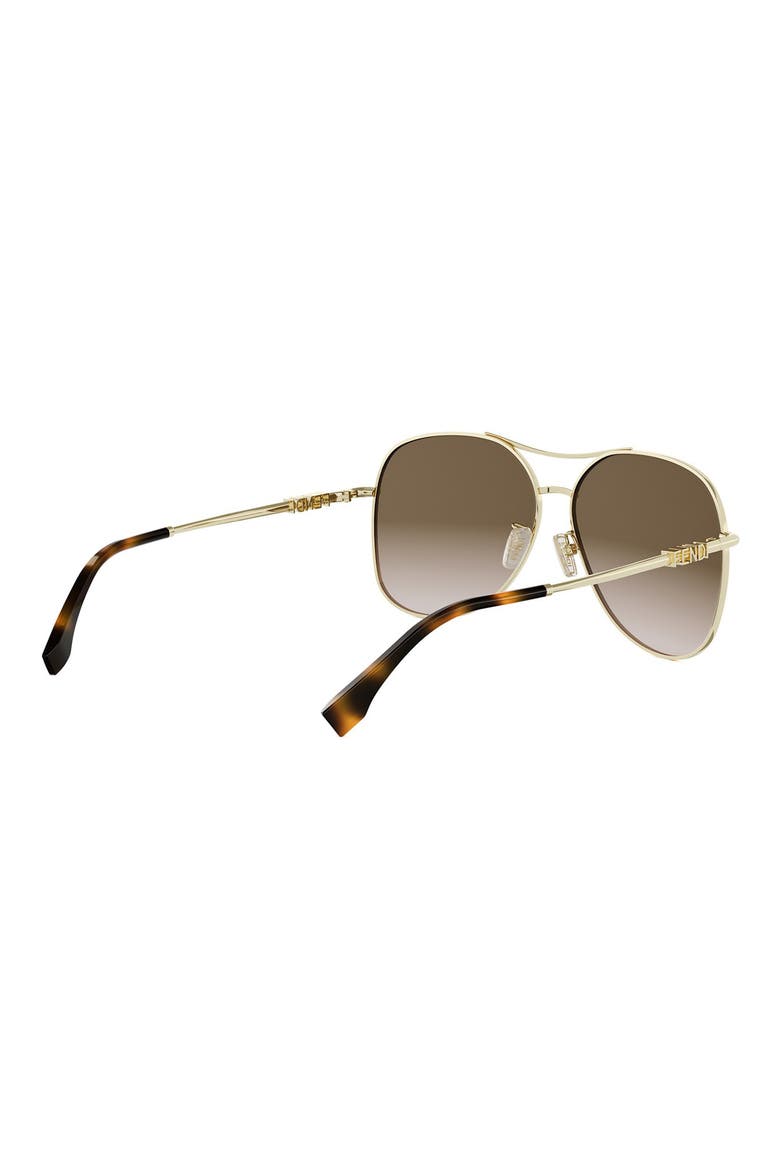 Fendigraphy 61mm Gradient Pilot Sunglasses, Alternate, color, SHINY ENDURA GOLD / BROWN