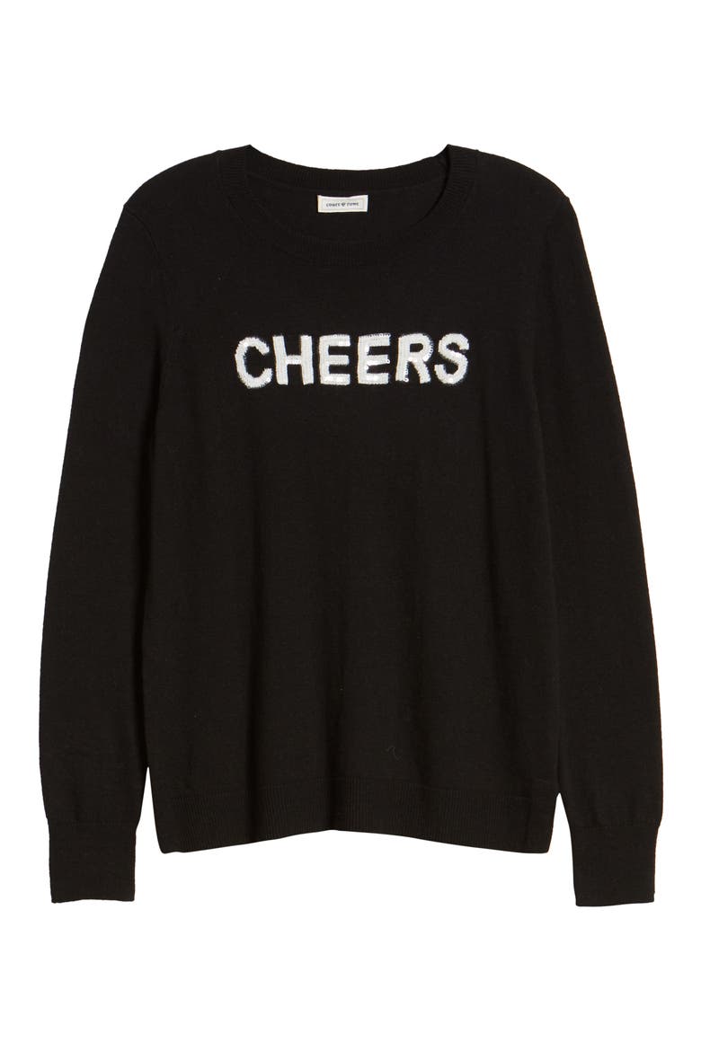 Sequin Cheers Sweater, Alternate, color, RICH BLACK