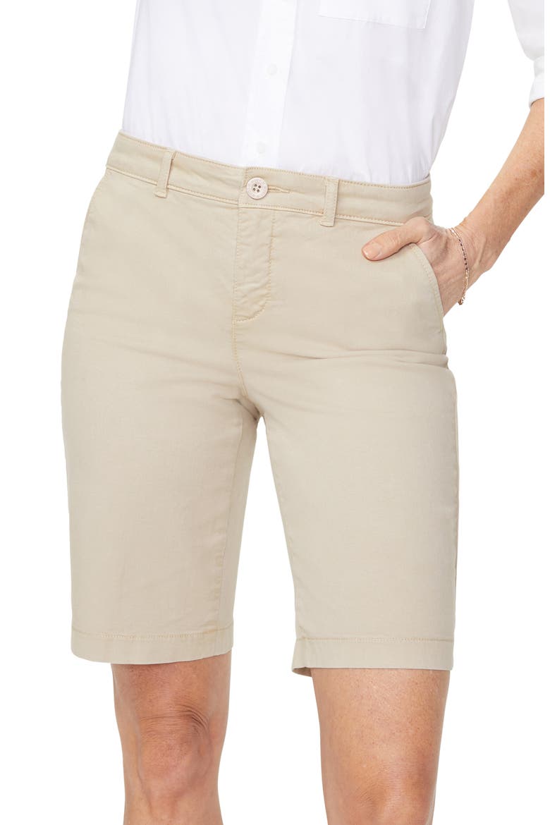 Stretch Cotton Blend Twill Bermuda Shorts, Alternate, color, FEATHER