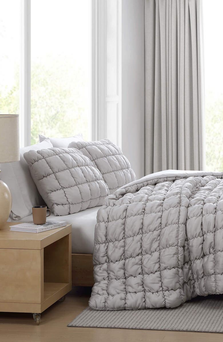 Sunday Citizen Puff Squares Set of 2 Pillow Shams, Alternate, color, Pearl Gray