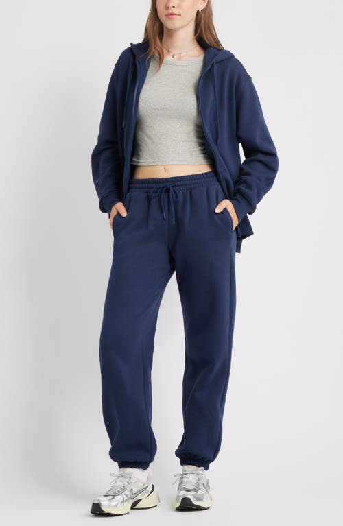 Bp. Relaxed Cotton Blend Zip Hoodie In Blue