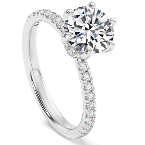 Bliss Diamond 2ct Round Cut Moissanite & Diamond Ring In Silver