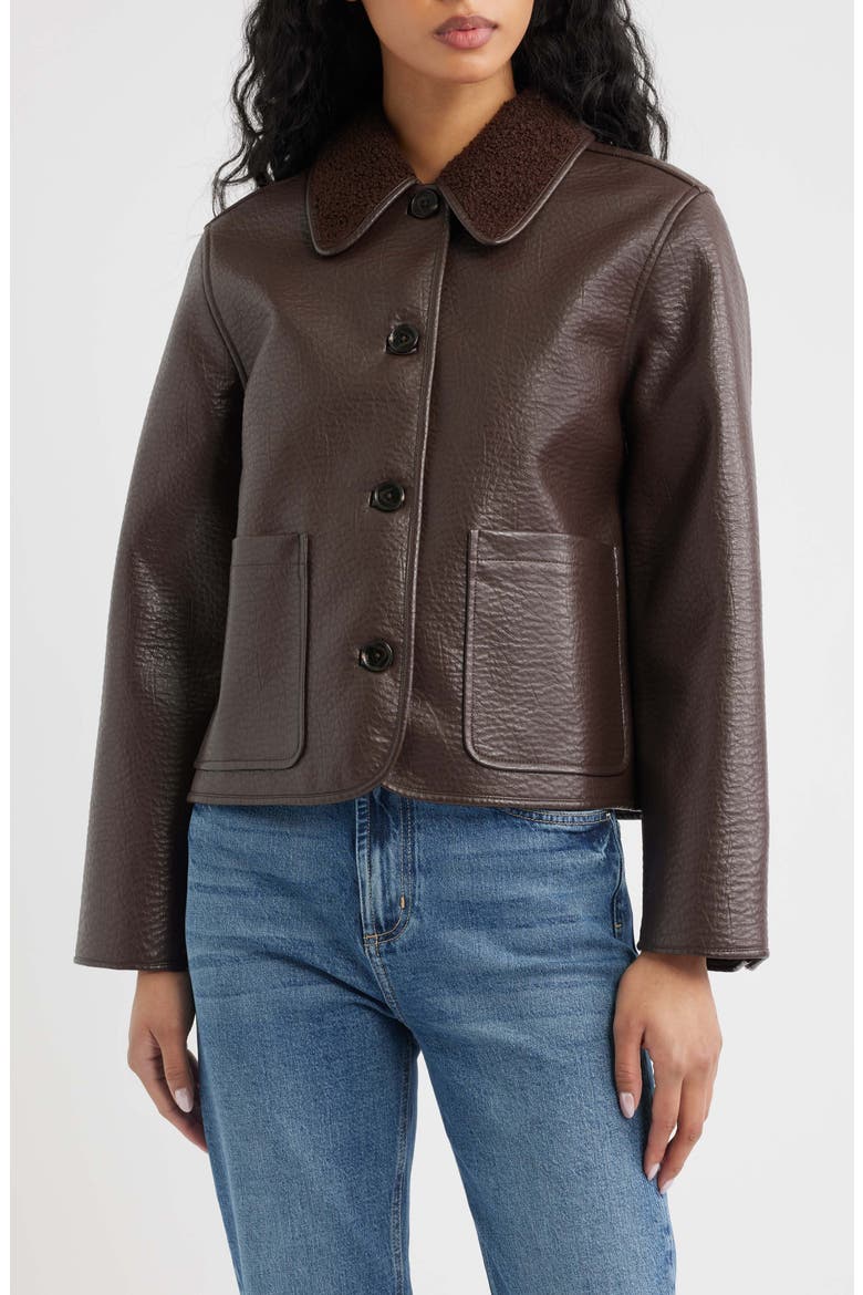 Terra Faux Shearling Jacket, Alternate, color, WALNUT