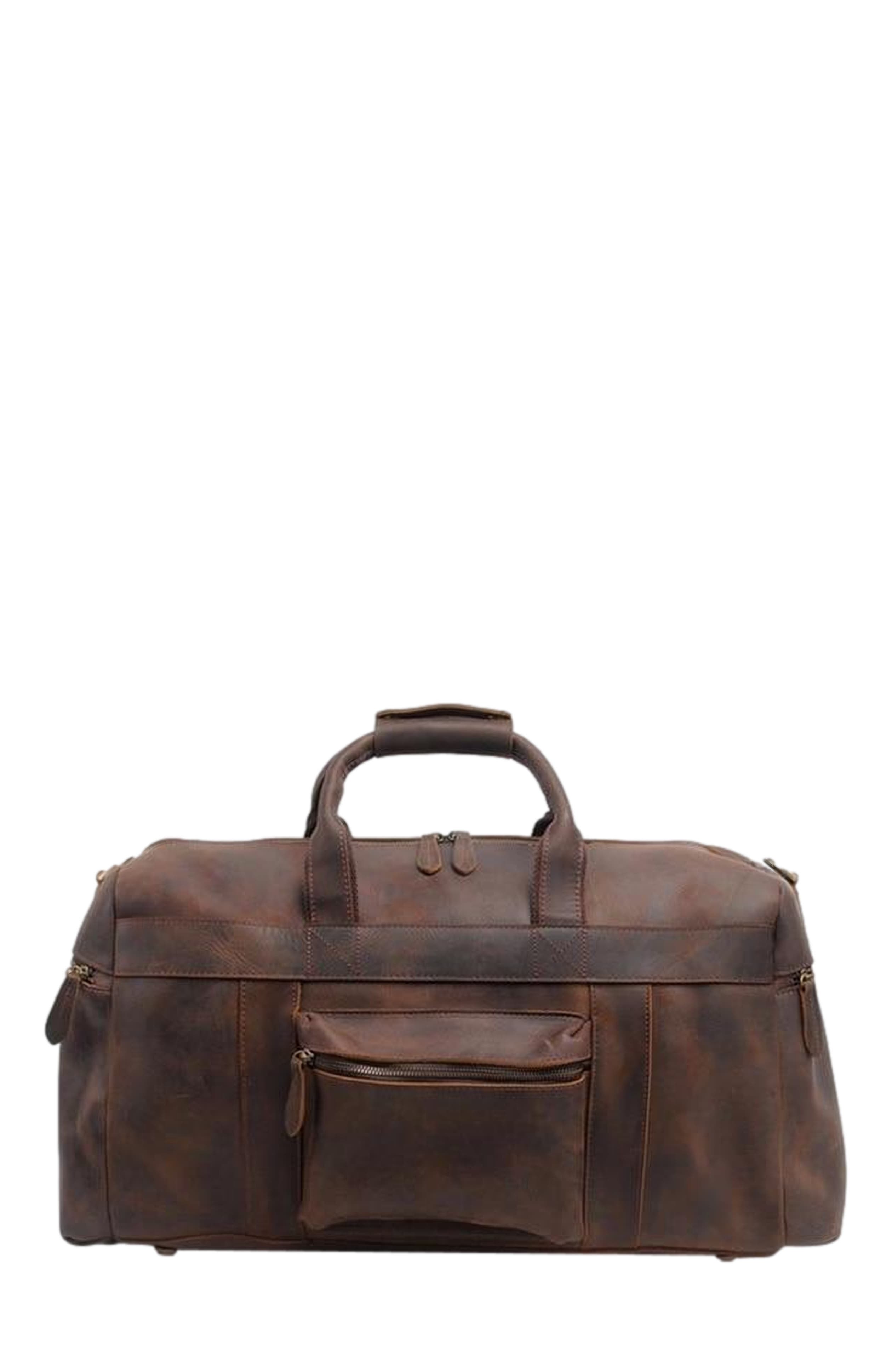 STEEL HORSE LEATHER The Asta Weekender | Handcrafted Leather Duffle Bag, Main, color, Dark Brown