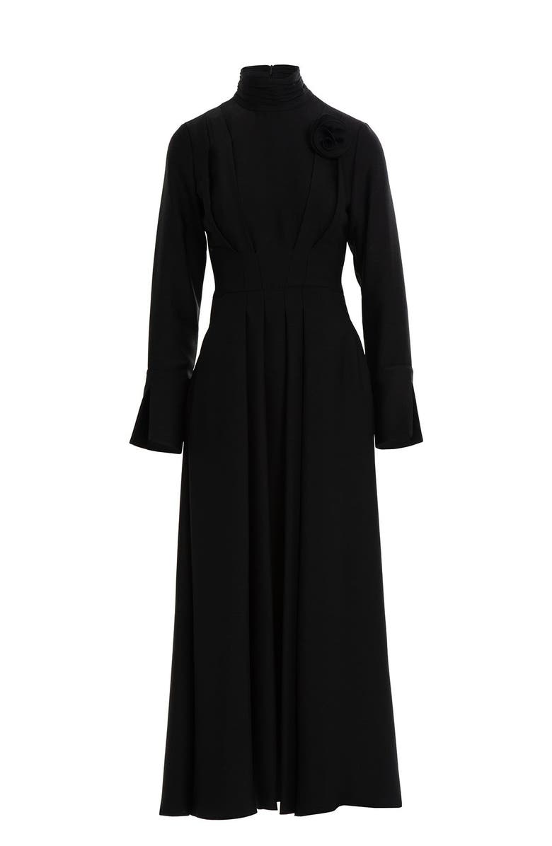 Gizia Black Dress with Brooch Detail the Collar, Main, color, Black