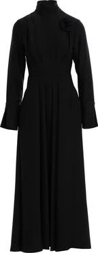 Gizia Black Dress with Brooch Detail the Collar