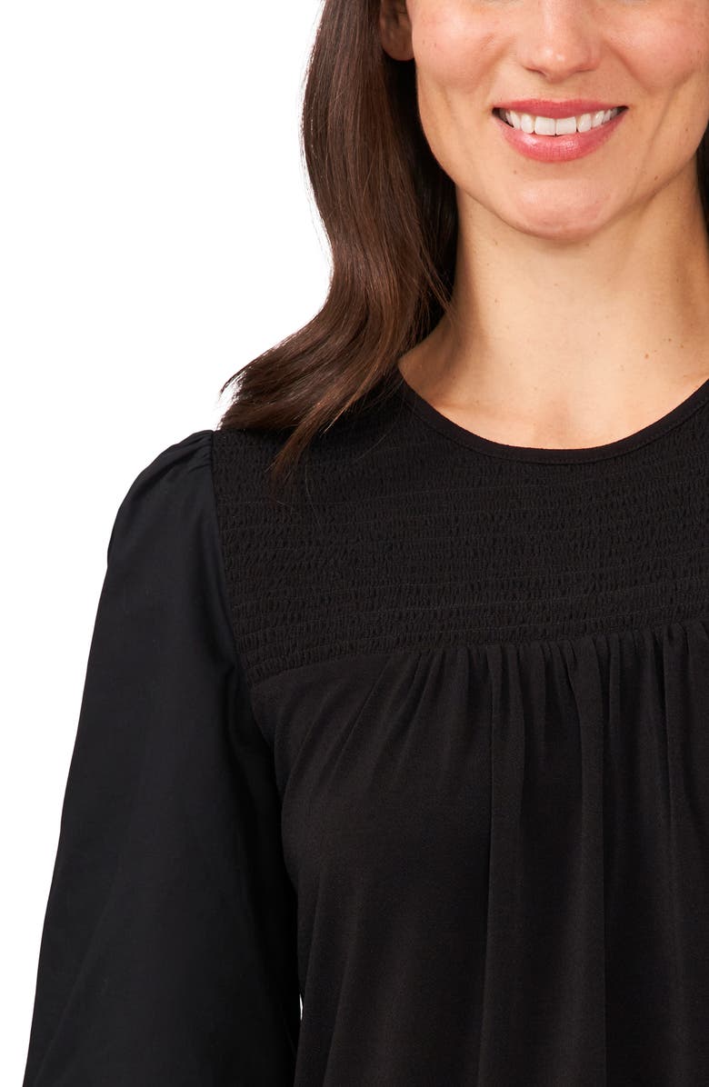 CeCe Mixed Media Ruffle Long Sleeve Top, Alternate, color, 