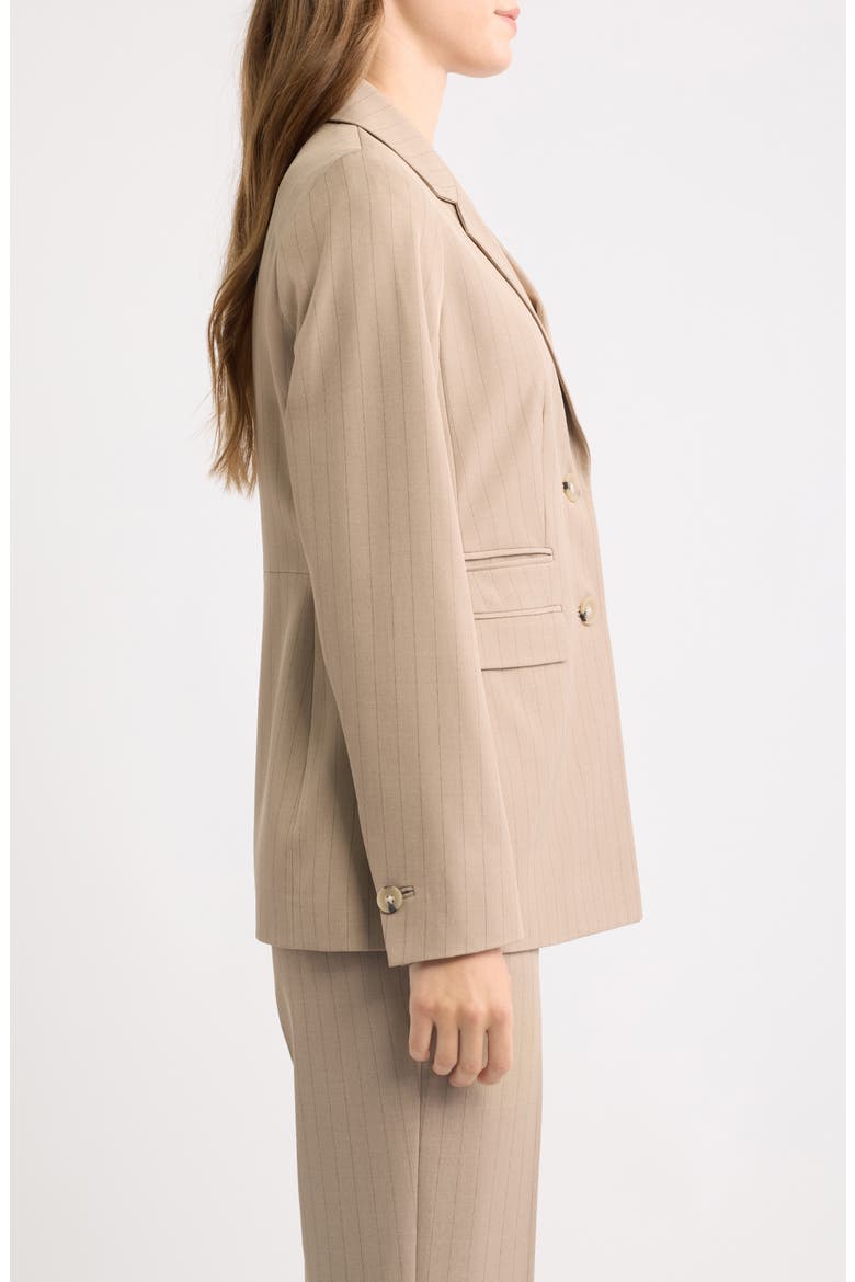 Pinstripe Two-Button Blazer, Alternate, color, NATURAL CLAY/ ANNE BLACK
