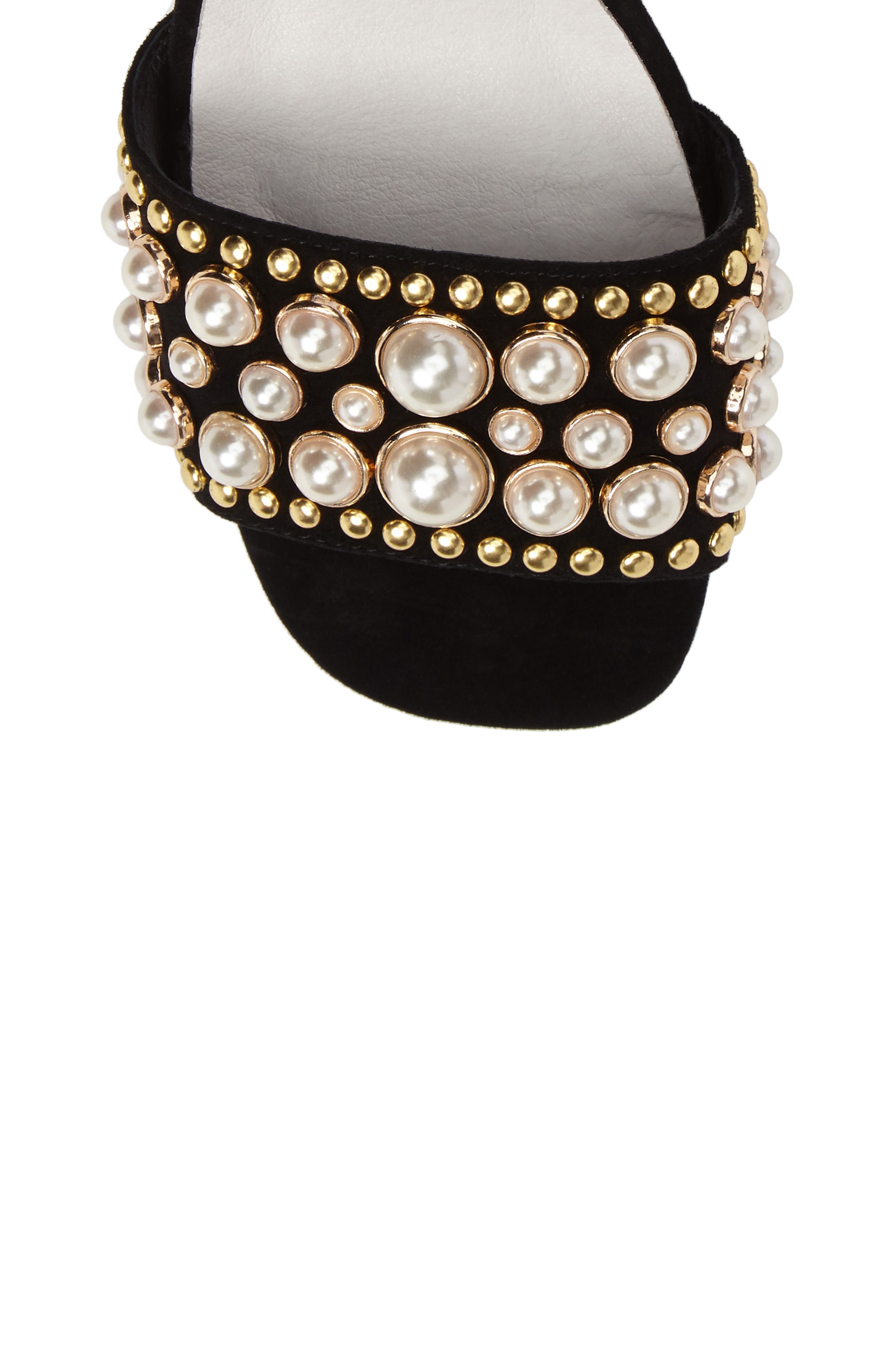 Parr Embellished Slide Sandal, Alternate, color, BLACK SUEDE