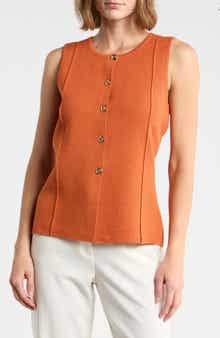 Button Front Sleeveless Vest