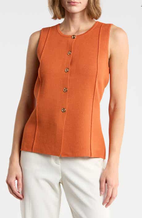 Button Front Sleeveless Vest