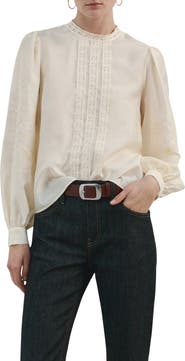 MANGO Floral Embroidered Top