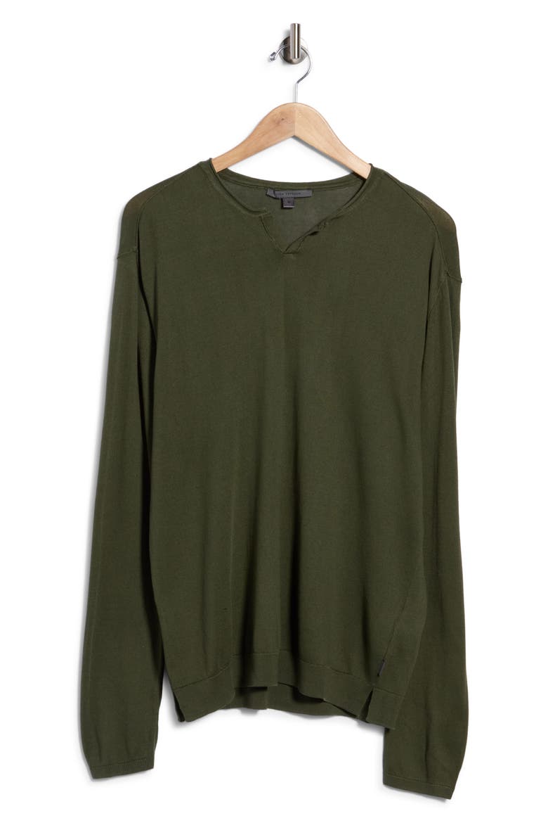 Fiorello Cotton Henley Sweater, Main, color, DARK OLIVE