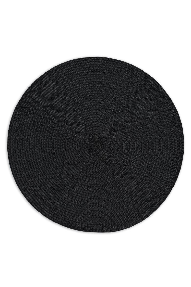 Indoor/Outdoor Round Placemat, Set/6, Black, Alternate, color, Black