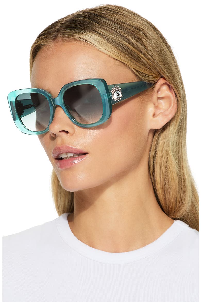 53mm Gradient Butterfly Sunglasses, Alternate, color, EMERALD/ SMOKE GREEN