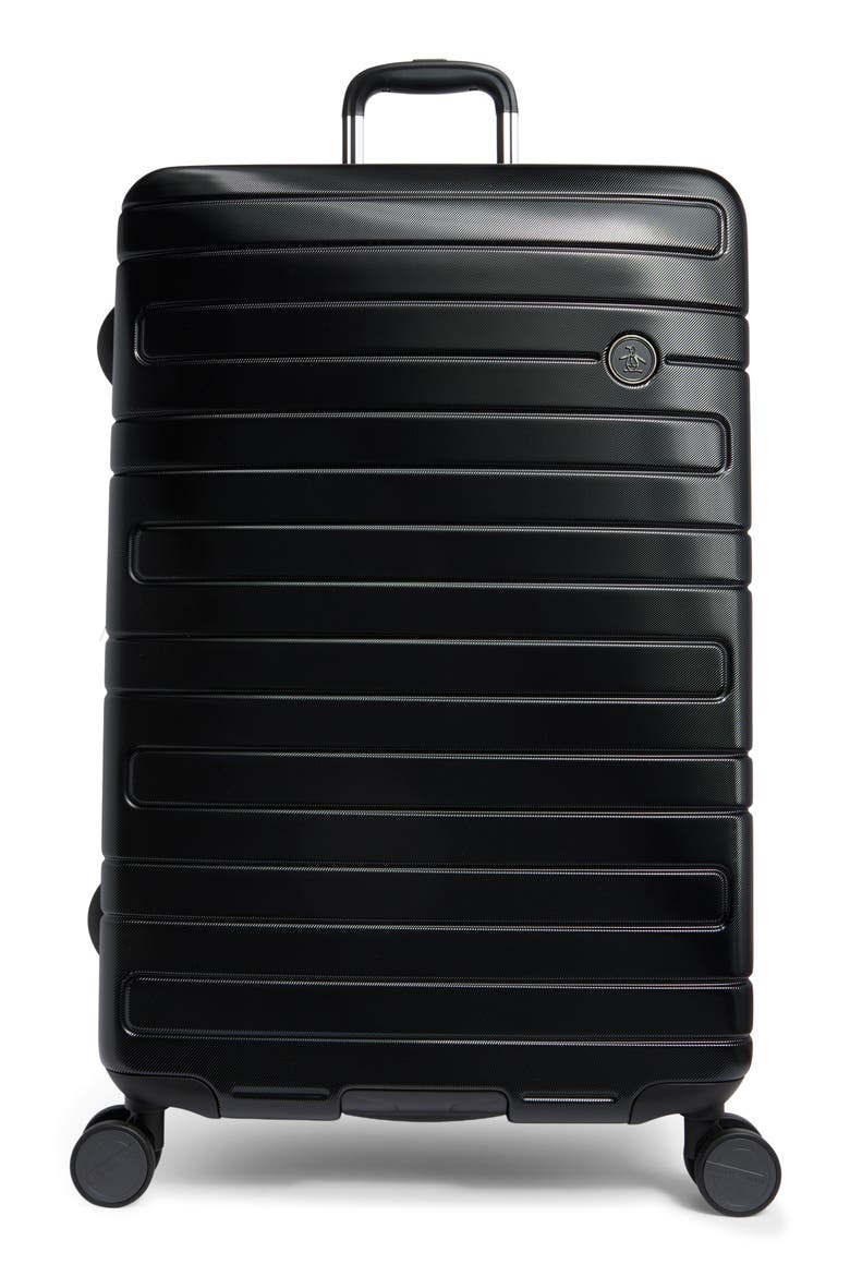 Prince Check 29 Inch Hardside Spinner Suitcase, Main, color, BLACK