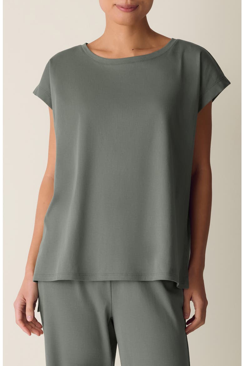 Jewel Neck Organic Cotton Pajama Top, Main, color, AGAVE