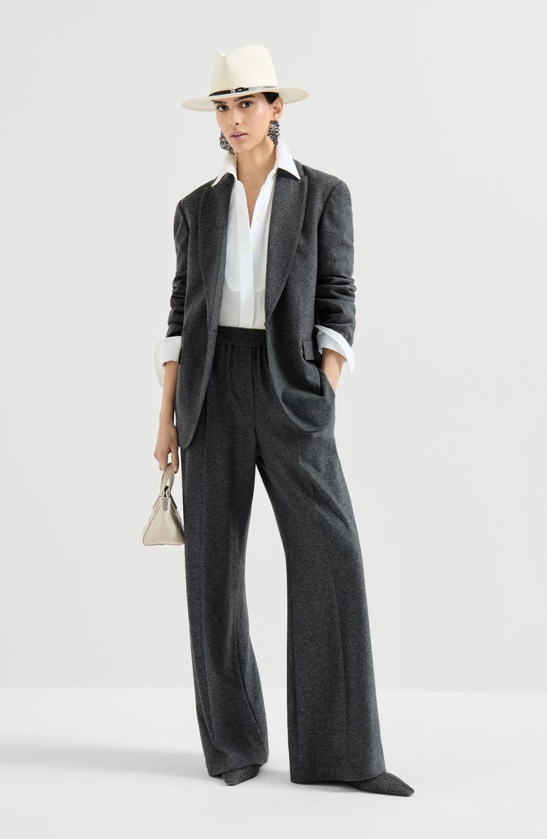 Brunello Cucinelli Cashmere jersey blazer with monili, Alternate, color, Anthracite