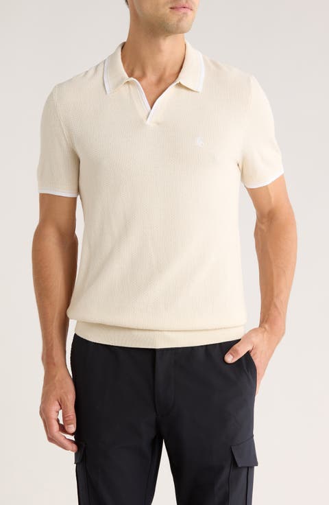 Textured Johnny Collar Cotton Polo