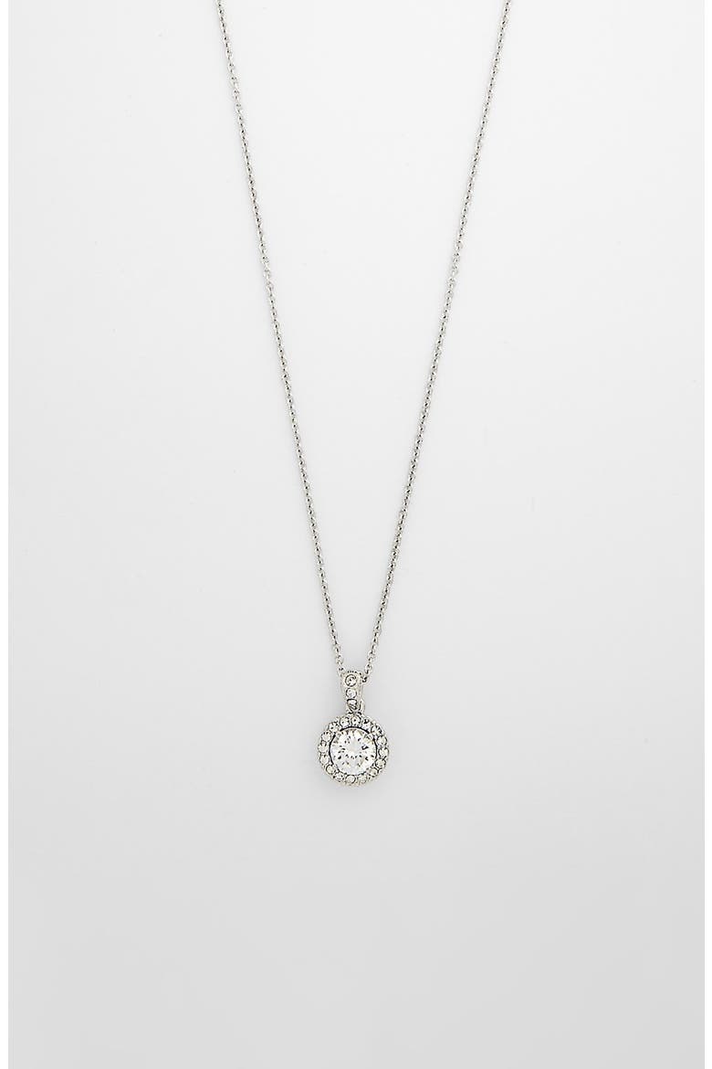 Framed Round Cubic Zirconia Necklace (Nordstrom Exclusive), Alternate, color, SILVER