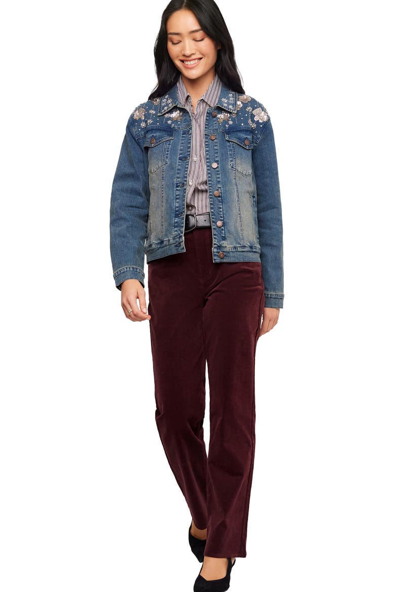Embellished Denim Jacket, Alternate, color, DENIM