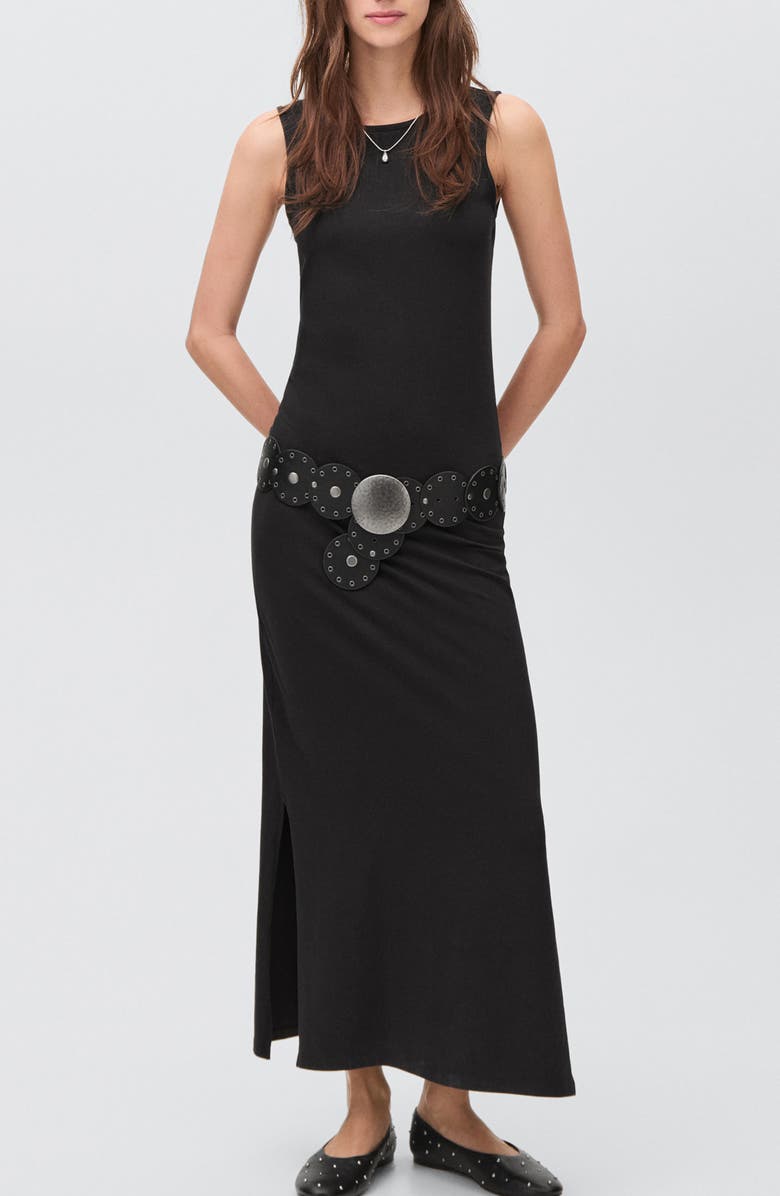 MANGO TEEN Knit Maxi Dress, Main, color, Black