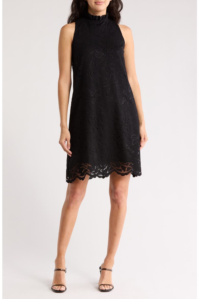 Floral Lace Shift Dress, Main, color, ANNE BLACK