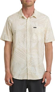 Quiksilver Aruba Palms Print Regular Fit Short Sleeve Cotton Button-Up Shirt